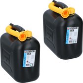 4x Jerrycans/benzinetanks 10 liter zwart - Voor diesel en benzine - Brandstof jerrycan/benzinetank