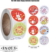 Snoes - sluitstickers 500 stuks - stickerrol - Motivation Animals Spectacular - beloningsstickers - stickers voor kinderen - schoolspullen - onderwijs - peuters - kleuters - Motivatie Dieren 