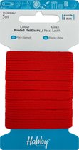 Habby elastiek 8mm | Rubberen Band |  Plat gevlochten elastiek | Rood | 5 meter | Hobby - Knutselen - Naai elastiek