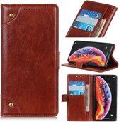 Koperen gesp Nappa-textuur horizontale lederen flip-hoes voor Galaxy A10, met houder en kaartsleuven en portemonnee (bruin)