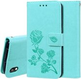 Rose reliëf horizontale flip PU lederen hoes voor Huawei Honor 8S / Y5 (2019), met houder & kaartsleuven en portemonnee (groen)