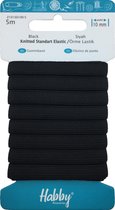 Habby elastiek 10 mm | Plat gebreid standaard elastiek | Zwart | 5 meter | Hobby - Knutselen - Naai elastiek