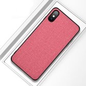 Schokbestendige stoffen textuur PC + TPU beschermhoes voor iPhone X / XS (roze)