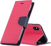 GOOSPERY FANCY DAGBOEK Horizontale leren flip-hoes voor iPhone XS / X, met houder en kaartsleuven en portemonnee (rose rood)