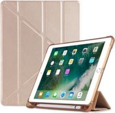 Multi-opvouwbare schokbestendige TPU-beschermhoes voor iPad 9.7 (2018) / 9.7 (2017) / lucht / lucht2, met houder en penhouder (goud)