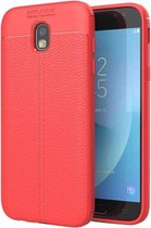 Voor Galaxy J3 (2017) (EU-versie) Litchi Texture TPU beschermende achterkant van de behuizing (rood)