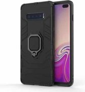 PC + TPU schokbestendige beschermhoes voor Samsung Galaxy S10 Plus, met magnetische ringhouder (zwart)