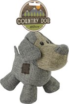Country Dog Oliver – 21x21cm - Honden speelgoed – Honden speeltje met piepgeluid – Honden knuffel gemaakt van hoogwaardige materialen – Dubbel gestikt – Extra lagen – Voor trek spelletjes of apporteren – Grijs