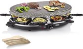 Gutos Princess gourmet ovale raclette steengrill, Gourmetstel 1200 watt, regelbare thermostaat, voor 8 personen, pannen met antiaanbaklaag, 162720