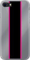 Apple iPhone SE (2020) - Smart cover - Transparant - Streep - Zwart - Roze