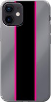 Apple iPhone 12 Mini - Smart cover - Transparant - Streep - Zwart - Roze