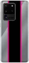 Samsung Galaxy S20 Ultra - Smart cover - Transparant - Streep - Zwart - Roze