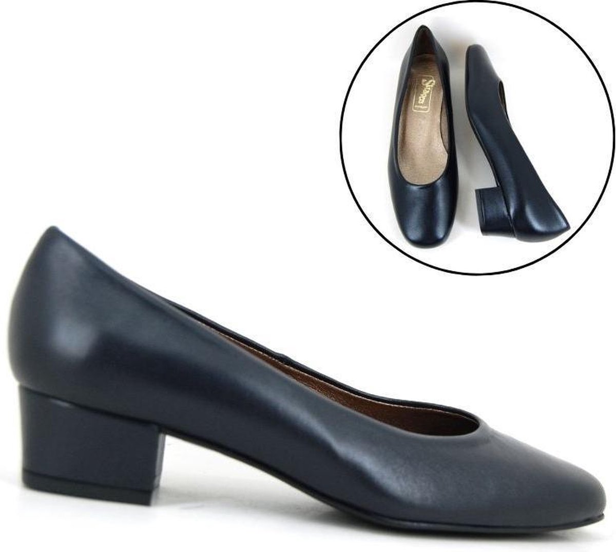 Stravers - Blauwe Pumps Lage Hak Maat 35 Kleine Maten Dames Pumps