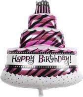Folie Ballon Happy Birthday Taart Roze
