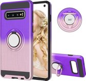 Voor Galaxy S10 2 in 1 pc + TPU beschermhoes met 360 graden roterende ringhouder (roségoud)