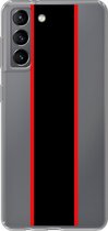 Samsung Galaxy S21 - Smart cover - Transparant - Streep - Zwart - Rood