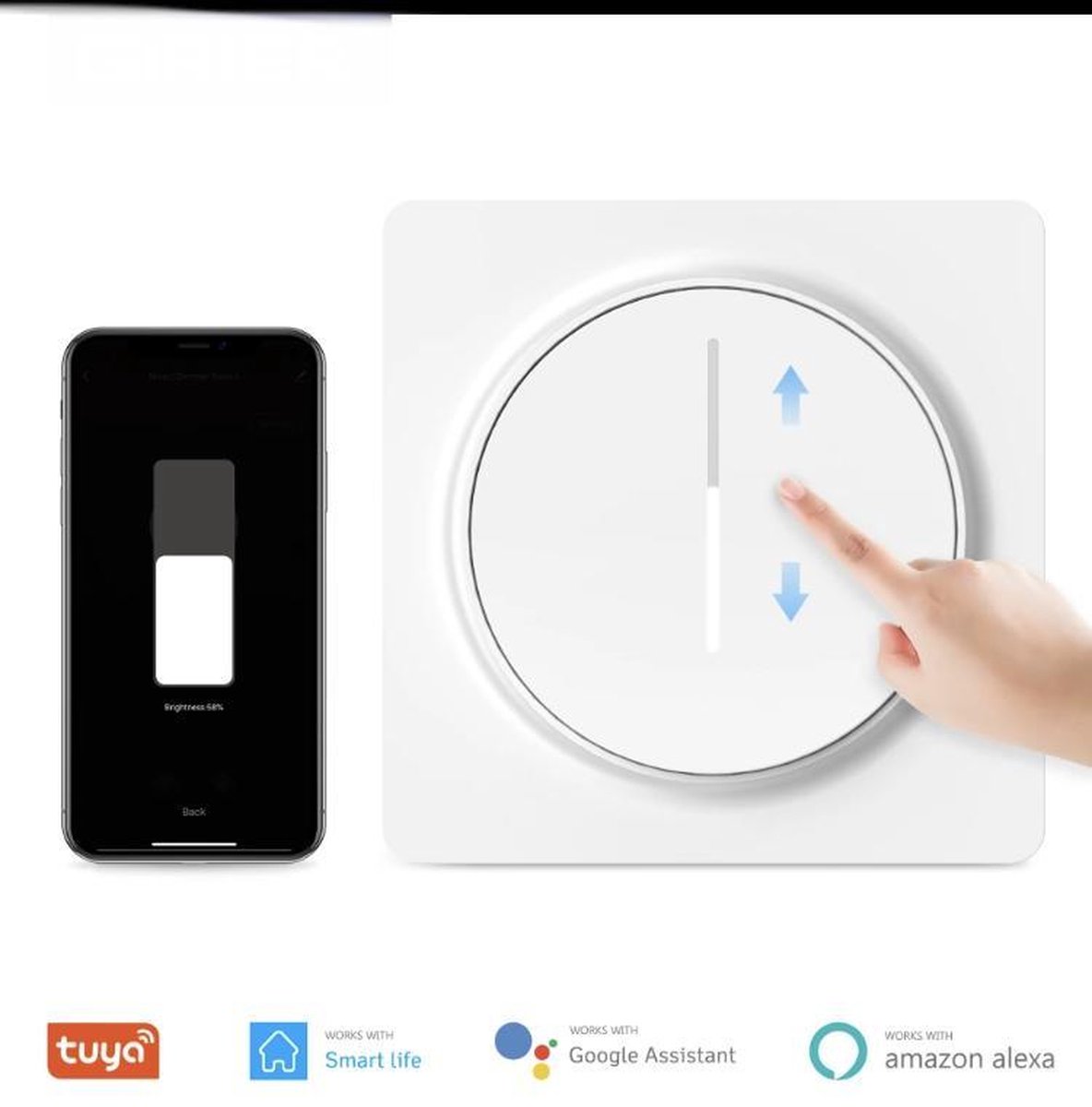 Interrupteur Alexa Touch Wifi Tuya Smart Switch Sans Neutre Single