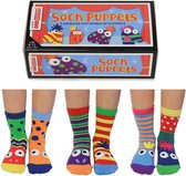 Verjaardag cadeau - Oddsocks - Mismatched socks - Cadeau doos met 6 verschillende sokken - maat 27-30 - Leuke sokken - Vrolijke sokken - Luckyday Socks - Puppets Sokken met tekst -