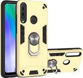 Huawei Y6p Hoesje - Mobigear - Armor Ring Serie - Hard Kunststof Backcover - Goud - Hoesje Geschikt Voor Huawei Y6p