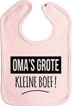 Slabbetjes - slabber - slab - baby - Oma's grote kleine boef! - drukknoop - stuks 1 - baby roze