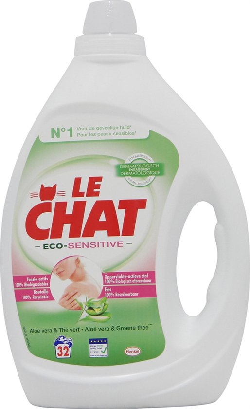 " Le Chat - Sensitive - Vloeibaar Wasmiddel - 1 x 1,6 Liter - 32 Wasbeurten"