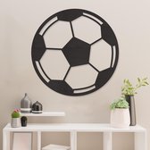 Wanddecoratie - Voetbal - Hout - Wall Art - Muurdecoratie - Zwart - 59 x 59 cm