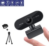Webcam met Microfoon - Full HD 1080P - Plug and Play - Geschikt voor Windows en Mac - TEAMS ZOOM GAMING - inclusief clip, tripod en camera-cover