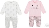 Dirkje SET (2stuks) pyjamas Bio Cotton Off white zebra en Roze poes - 98/104