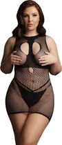 Duo Net Open Cup Mini Dress - Black - OSX