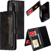 Voor Huawei P40 Nine Card Zipper Bag Horizontal Flip Leather Case With Holder & Card Slots & Photo Frame & Wallet (Black)