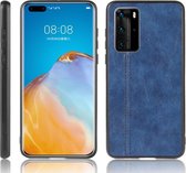 Voor Huawei P40 Pro schokbestendig naaien koe patroon Skin PC + PU + TPU Case (blauw)