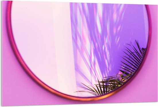 Acrylglas - Spiegel met Roze Rand en Muur - 120x80cm Foto op Acrylglas (Wanddecoratie op Acrylglas)