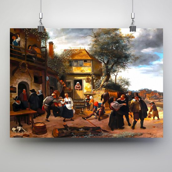 Poster dansende boeren voor een herberg 1653 - Jan Steen - 70x50cm
