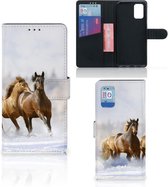 GSM Hoesje Geschikt voor Samsung Galaxy A02s Flip Cover Geschikt voor Samsung M02s Wallet Book Case Paarden