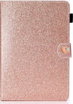 Voor 7 inch universele tablet pc glitter poeder liefde gesp horizontale flip lederen tas met houder en kaartsleuven (rose goud)