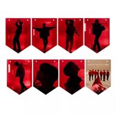 Decoratieslinger | BTS - Map Of The Soul On:e | 8 vlaggen - koord | 10x14cm - Rood