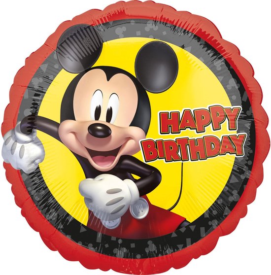 Amscan Folieballon Mickey Mouse Happy Birthday 43 Cm Rood/zwart