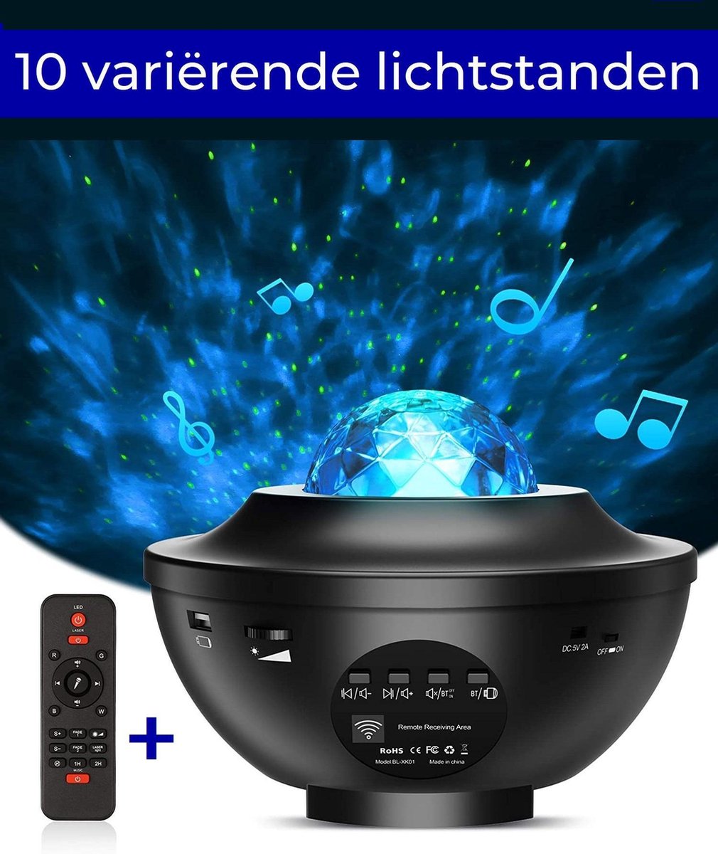 Zedar sterren projector - Zwart - Met afstandsbediening - 10 kleuren licht sterrenhemel (galaxy projector) op De Prijzenvolger