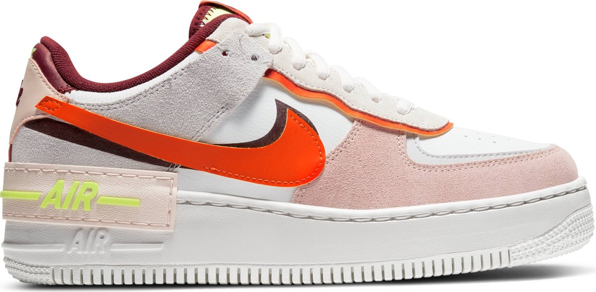 Nike Air Force 1 Shadow Dames Sneakers - Team Red/Orange-Orange Pearl-Volt  - Maat 39 | bol