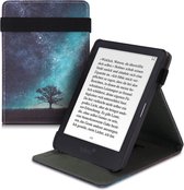 kwmobile case geschikt voor met Tolino Shine 3 - E reader cover van kunstleer - In blauw / grijs / zwart Sterrenstelsel en Boom design