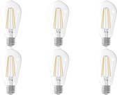 CALEX - LED Lamp 6 Pack - Filament ST64 - E27 Fitting - 6W - Dimbaar - Warm Wit 2300K - Transparant Helder