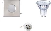 PHILIPS - LED Spot Set - SceneSwitch 827 36D - Igia - GU10 Fitting - Waterdicht IP65 - Dimbaar - Inbouw Vierkant - Mat Chroom - 1.5W-5W - Warm Wit 2200K-2700K - 82mm