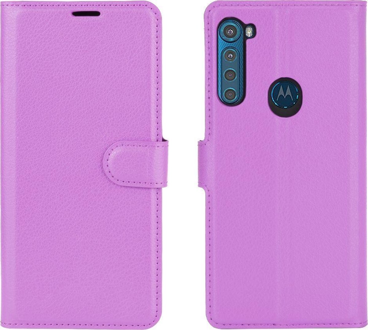 Mobigear Telefoonhoesje geschikt voor Motorola One Fusion Plus Hoesje | Mobigear Classic Bookcase Portemonnee | Pasjeshouder voor 3 Pasjes | Telefoonhoesje voor Pinpas / OV Kaart / Rijbewijs - Paars