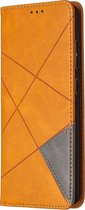 Samsung Galaxy S20 FE Hoesje - Mobigear - Rhombus Slim Serie - Kunstlederen Bookcase - Cognac - Hoesje Geschikt Voor Samsung Galaxy S20 FE