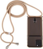 Mobigear Telefoonhoesje geschikt voor Apple iPhone 12 Pro Max Flexibel TPU | Mobigear Lanyard Hoesje met koord - Transparant / Goud
