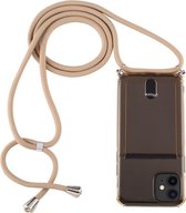 Mobigear Lanyard Hoesje met koord Hoesje - Geschikt voor Apple iPhone 12 Mini - Gsm case - Transparant / Goud