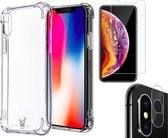 Apple iPhone Xs Max hoesje case shock siliconen transparant - hoesje iphone XS Max - iphone XS Max hoesjes cover hoes - 1x iphone XS Max screen protector glas tempered glass screen