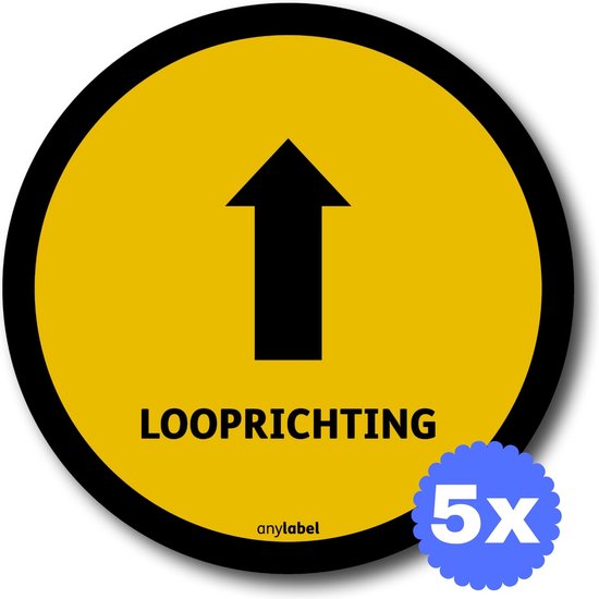 Sticker met pijl voor looprichting (5x) - 18x18 cm - looproute sticker