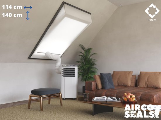 Airco raamafdichtingskit 114×160 cm voor Velux tuimelvenster dakraam, afsluiting slang, zelfklevend, ritssluiting