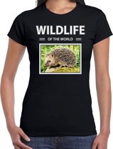 Dieren foto t-shirt egel - zwart - dames - wildlife of the world - cadeau shirt egels liefhebber 2XL